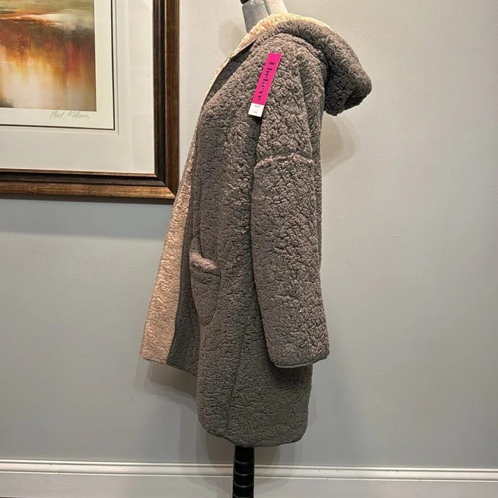 I Believe oversized warm and cozy hooded jacket shaket or sweater L/XL NWT